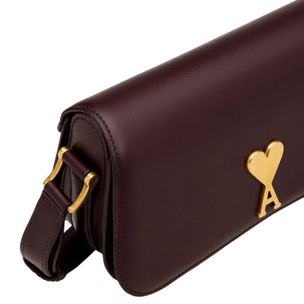 AMI Alexandre Mattiussi Leather Paris Paris Shoulder Bag Burgundy