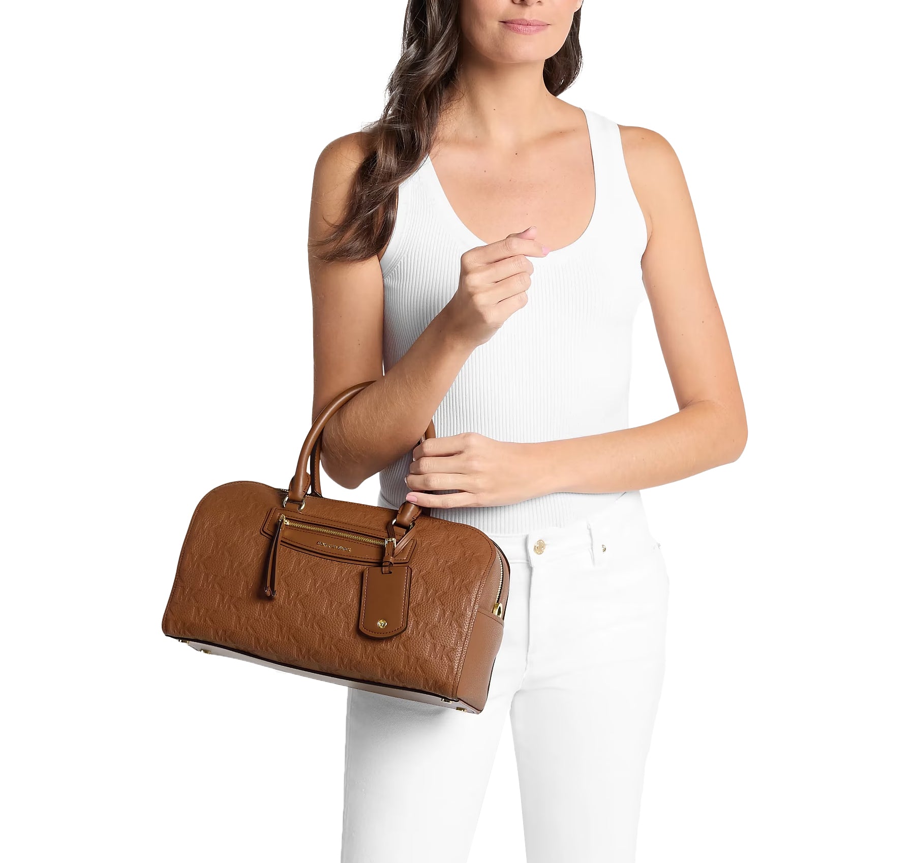 バッグ MICHAEL KORS Michael Kors Women's Jet Set Travel Medium Logo Embossed Leather