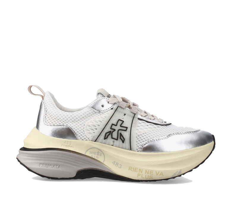 Premiata Women's Hill Sneakers White/Silver 7511