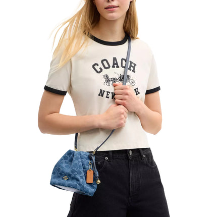 Coach Women's Faye Mini Drawstring Bag In Signature Denim Gold/Indigo