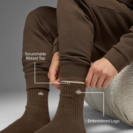 alo Unisex Wool Cashmere Light Frosted Sock Espresso Heather/Ivory