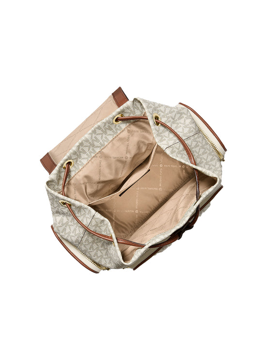 Michael Kors Women's Merritt Small Signature Logo Cargo Backpack Vanilla/Gold