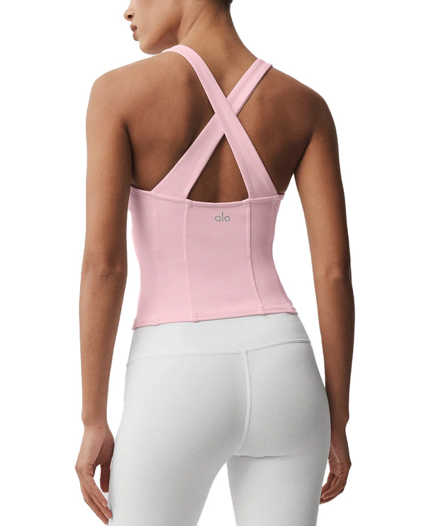alo Women's Airbrush Sparks Fly Corset Tank Vintage Pink
