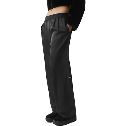 alo Women's Satin High-Waist Smooth Talker Pant (Regular) Black