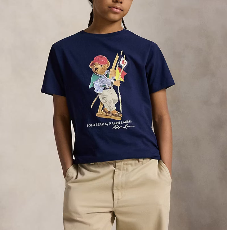 Polo Ralph Lauren Boy's Polo Bear Cotton Jersey Tee Newport Navy