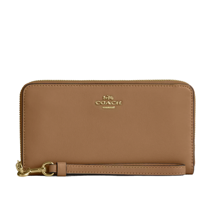 Coach Women's Long Zip Around Wallet Gold/Sandy Beige