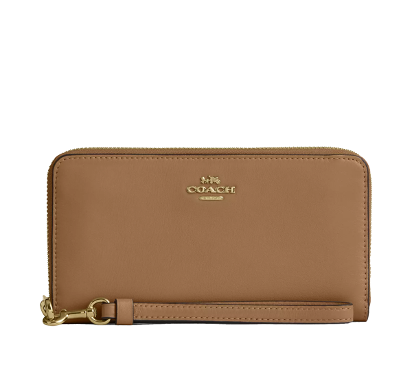 Coach Women's Long Zip Around Wallet Gold/Sandy Beige