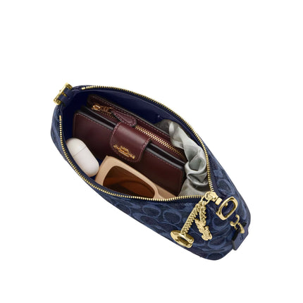 Coach Women's Emeilia Shoulder Bag In Signature Chenille Gold/Navy