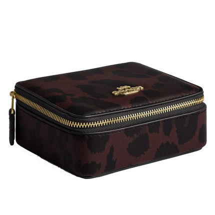 Coach Women's Large Jewelry Box With Leopard Print Gold/Dark Leopard