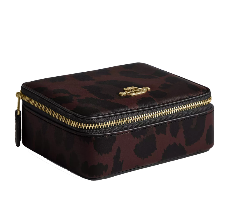Coach Women's Large Jewelry Box With Leopard Print Gold/Dark Leopard