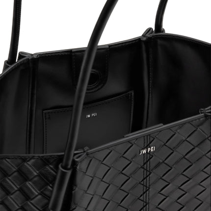 JW PEI Women's Nala Wide Weave Texture Tote Bag - Black