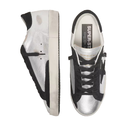 Golden Goose Women's Super-Star in Silver Leather with Contrasting Inserts