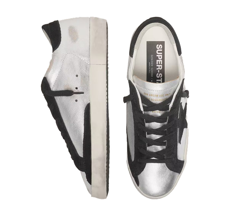 Golden Goose Women's Super-Star in Silver Leather with Contrasting Inserts