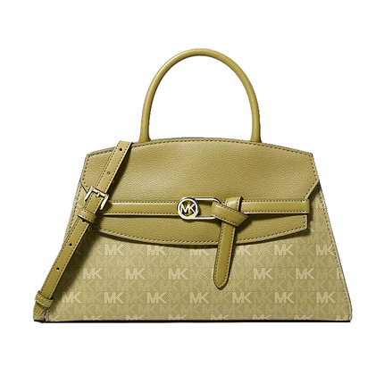 Michael Kors Women's Greta Medium Signature Logo Satchel Bag Oregano