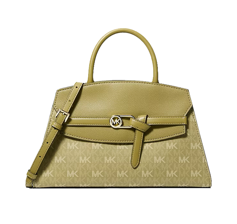 Michael Kors Women's Greta Medium Signature Logo Satchel Bag Oregano