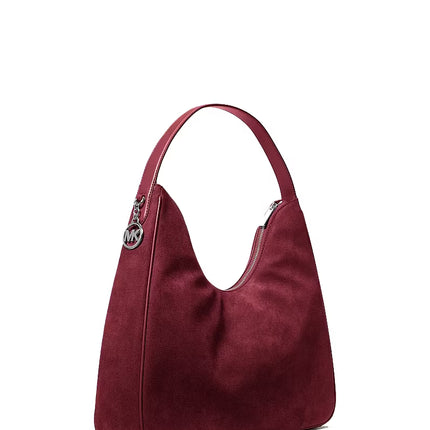 Michael Kors Women's Nayla Medium Fringed Hobo Shoulder Bag Maroon