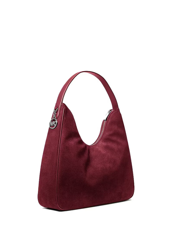 Michael Kors Women's Nayla Medium Fringed Hobo Shoulder Bag Maroon