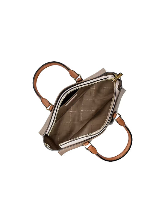 Michael Kors Women's Arden Small Color-Block Signature Logo Messenger Bag Camel Multi