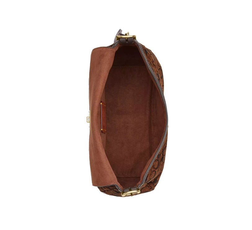 Coach Women's Etta Flap Bag In Signature Chenille Gold/Truffle