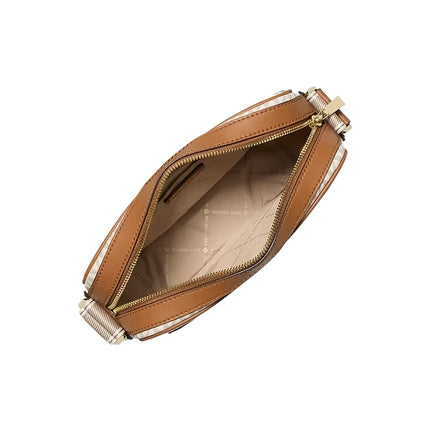 Michael Kors Women's Maeve Large Signature Logo Crossbody Bag Vanilla/Acorn/Gold