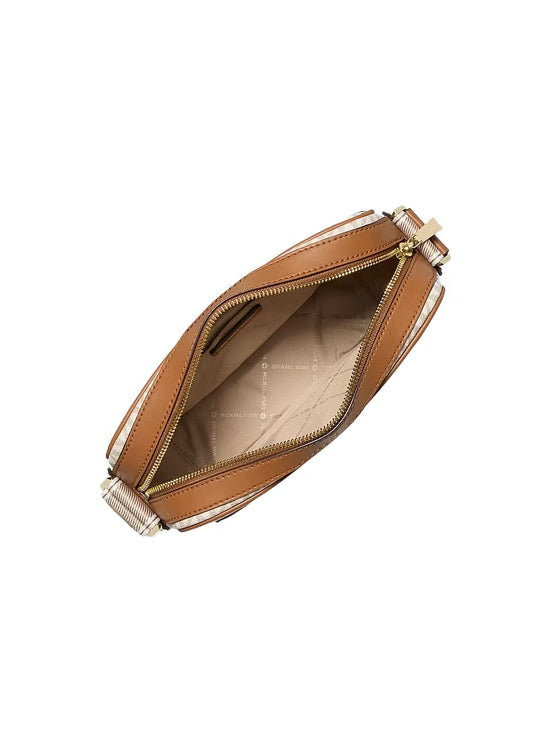 Michael Kors Women's Maeve Large Signature Logo Crossbody Bag Vanilla/Acorn/Gold