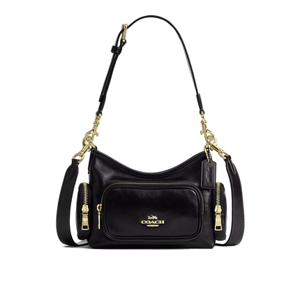 Coach Women's Laurel Shoulder Bag 22 With Pockets Gold/Black