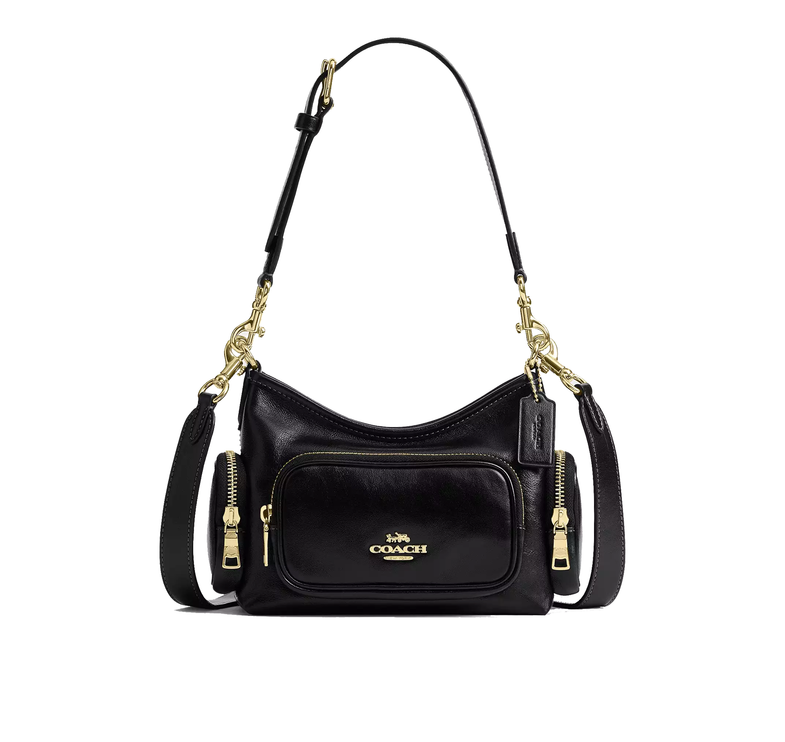 Coach Women's Laurel Shoulder Bag 22 With Pockets Gold/Black