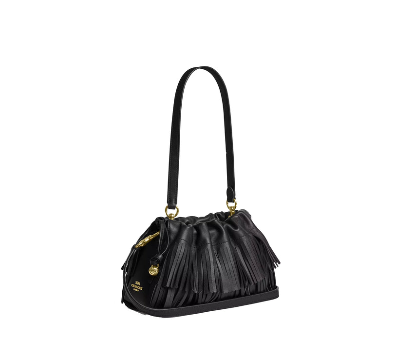 Coach Women's Faye Shoulder Bag With Fringe Gold/Black