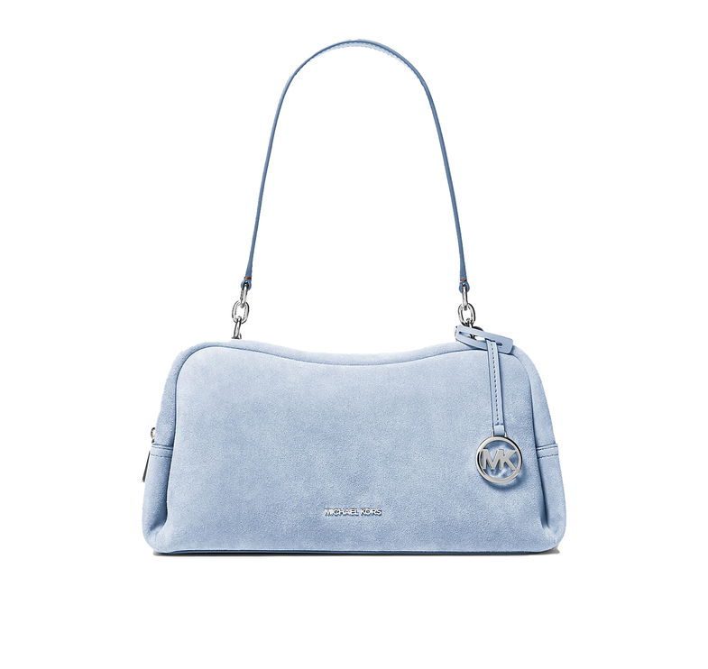 Michael Kors Women's Cecily Medium Suede Shoulder Bag Pale Ocean/Silver