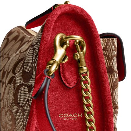Coach Women's Twin Turnlock Waverly Bag In Signature Jacquard Brass/Poppy Signature