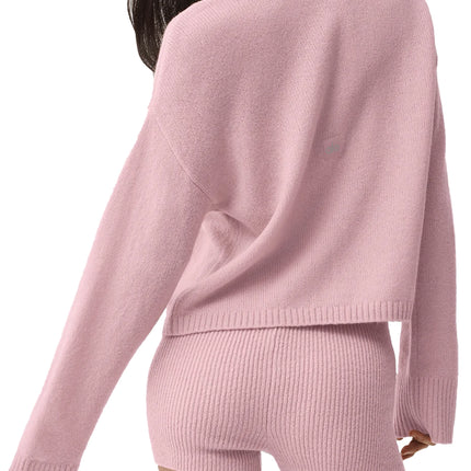 alo Women's Wool Cashmere New Class Tie Cardigan Vintage Pink