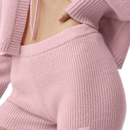 alo Women's Wool Cashmere Ribbed Noble Short Vintage Pink