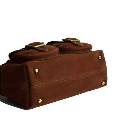Coach Women's Allison Zip Top Shoulder Bag Suede/Gold/Warm Brown