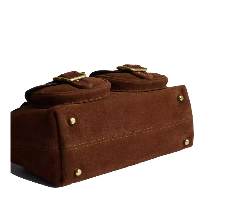 Coach Women's Allison Zip Top Shoulder Bag Suede/Gold/Warm Brown