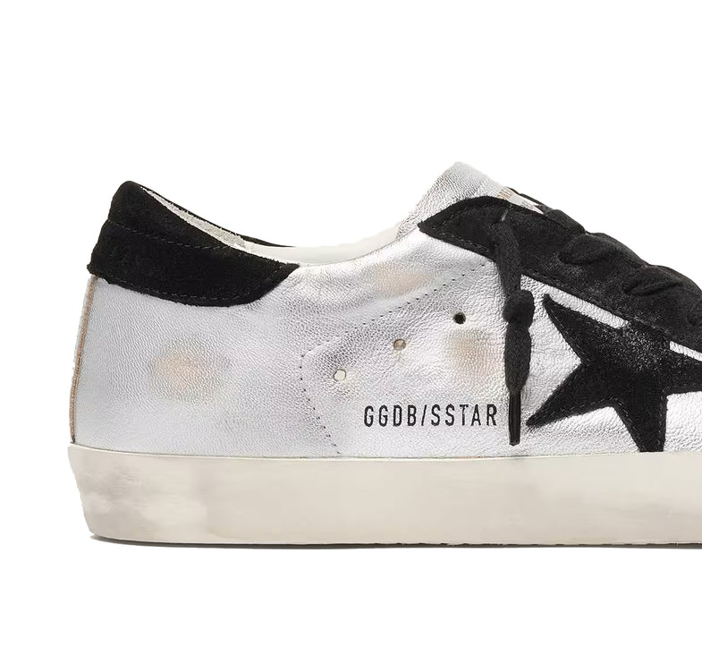 Golden Goose Women's Super-Star in Silver Leather with Contrasting Inserts