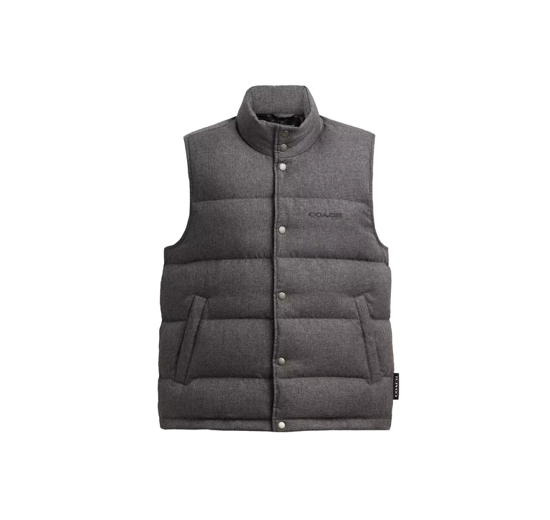 Coach Men's Solid Down Vest Dark Heather Grey