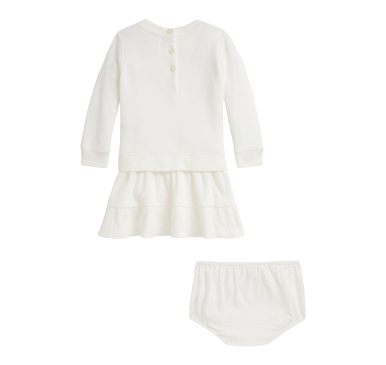 Polo Ralph Lauren Baby Polo Bear Fleece Dress & Bloomer Trophy Cream