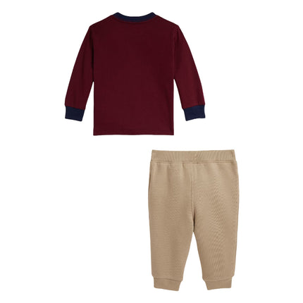Polo Ralph Lauren Baby Polo Bear Jersey Tee & Fleece Pant Set Classic Wine