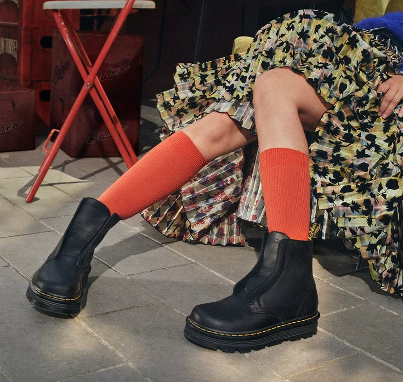 Dr. Martens Unisex Zebzag Laceless Slip On Leather Boots Black