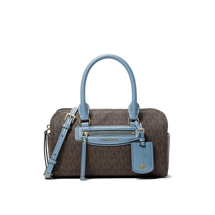Michael Kors Women's Jet Set Travel Extra-Small Signature Logo Duffel Crossbody Bag Chambray