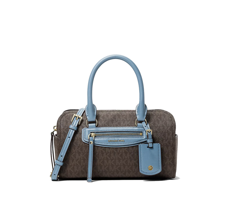 Michael Kors Women's Jet Set Travel Extra-Small Signature Logo Duffel Crossbody Bag Chambray