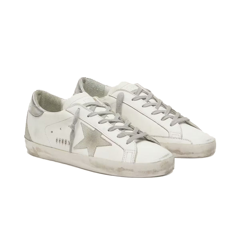 Golden Goose Women's Super Star with Silver Heel Tab and Metal Stud Lettering