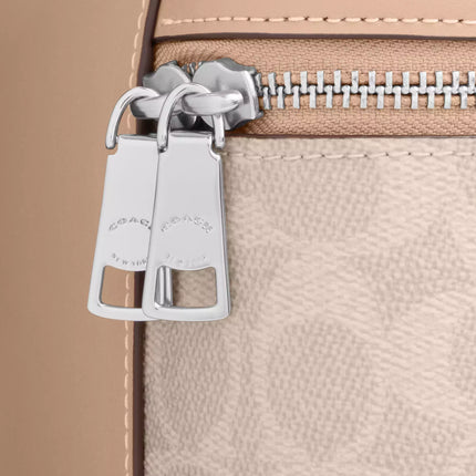 Coach Women's Rainer Crossbody Bag 18 In Signature Canvas Silver/Sand/Taupe