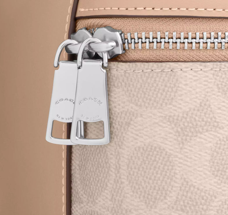 Coach Women's Rainer Crossbody Bag 18 In Signature Canvas Silver/Sand/Taupe