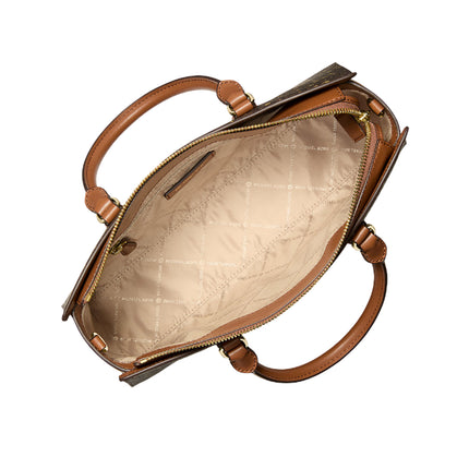 Michael Kors Women's Arden Medium Printed Signature Logo Satchel Brown