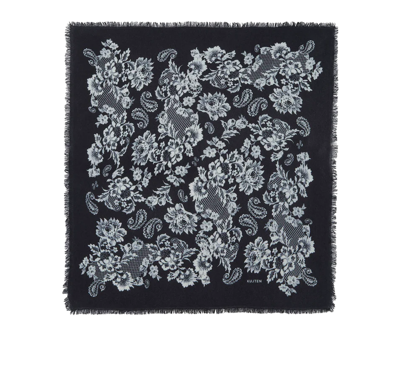 KUJTEN Women's Large Bandana Hachiko Lace Black/White