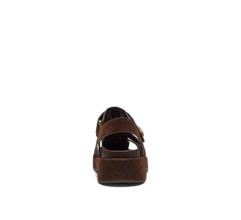 Coach Women's Sculpted C Fisherman Sandal Suede/Chocolate Brown