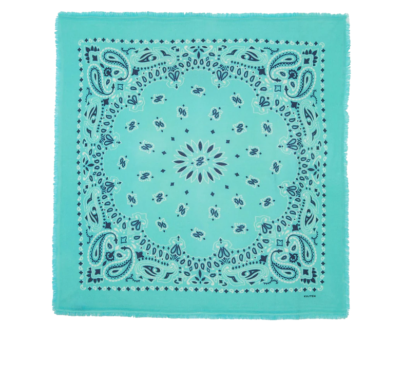 KUJTEN Women's Large Bandana Hachiko Bico Turquoise Green