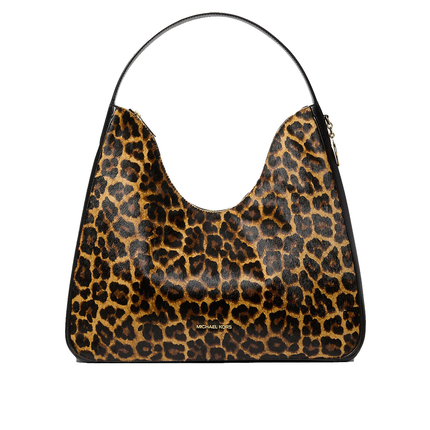 Michael Kors Women's Nayla Medium Leopard Print Calf Hair Shoulder Bag Butterscotch/Gold