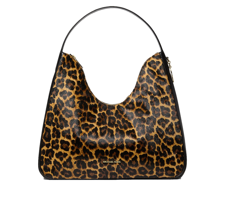 Michael Kors Women's Nayla Medium Leopard Print Calf Hair Shoulder Bag Butterscotch/Gold